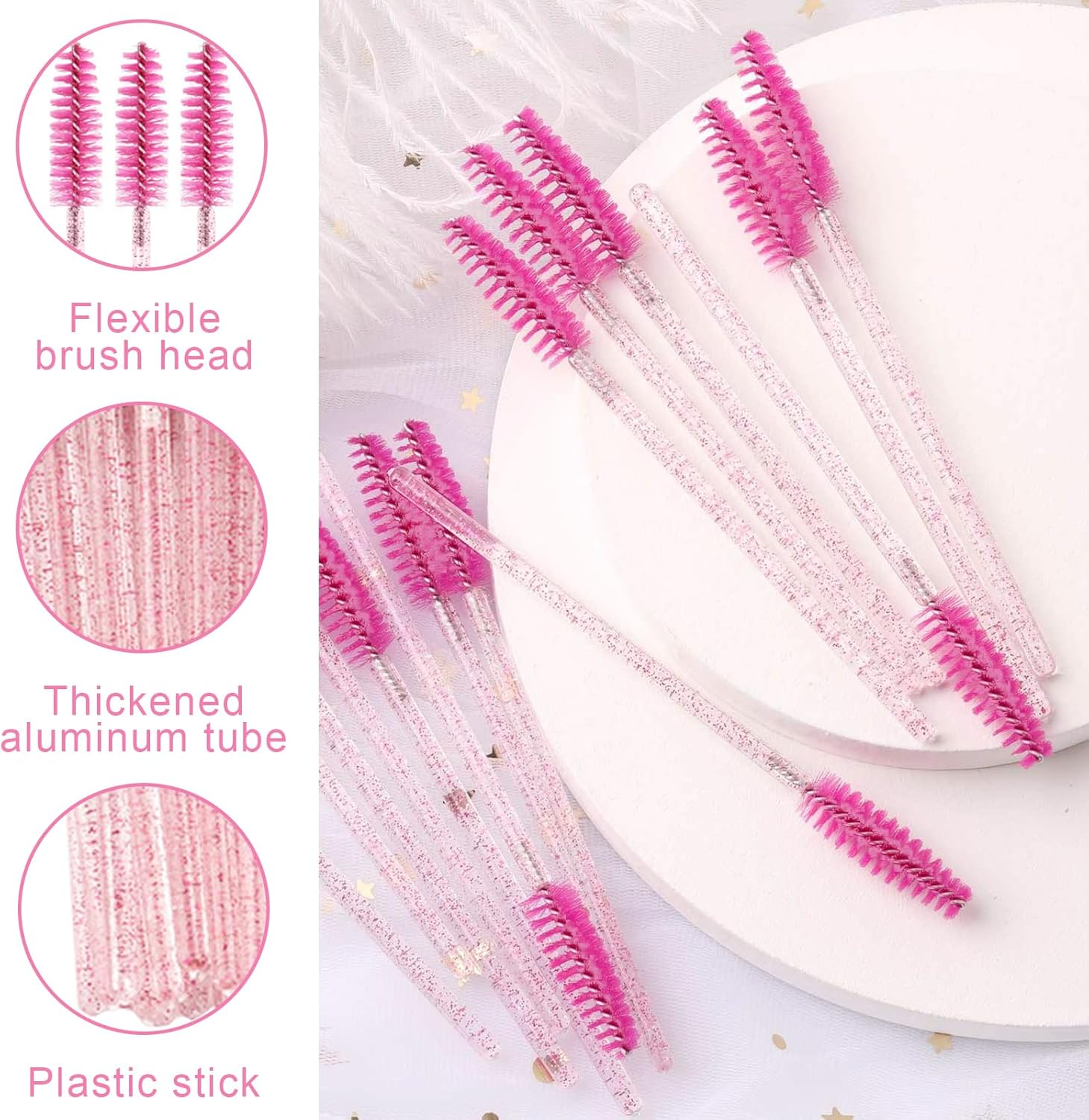 CATOR Pack of 150 Disposable Eyelash Brushes, Eyelash Brush, Eyelash Brush, Disposable Mascara Wands, Mascara Brushes for Eyelash Extension image number 4