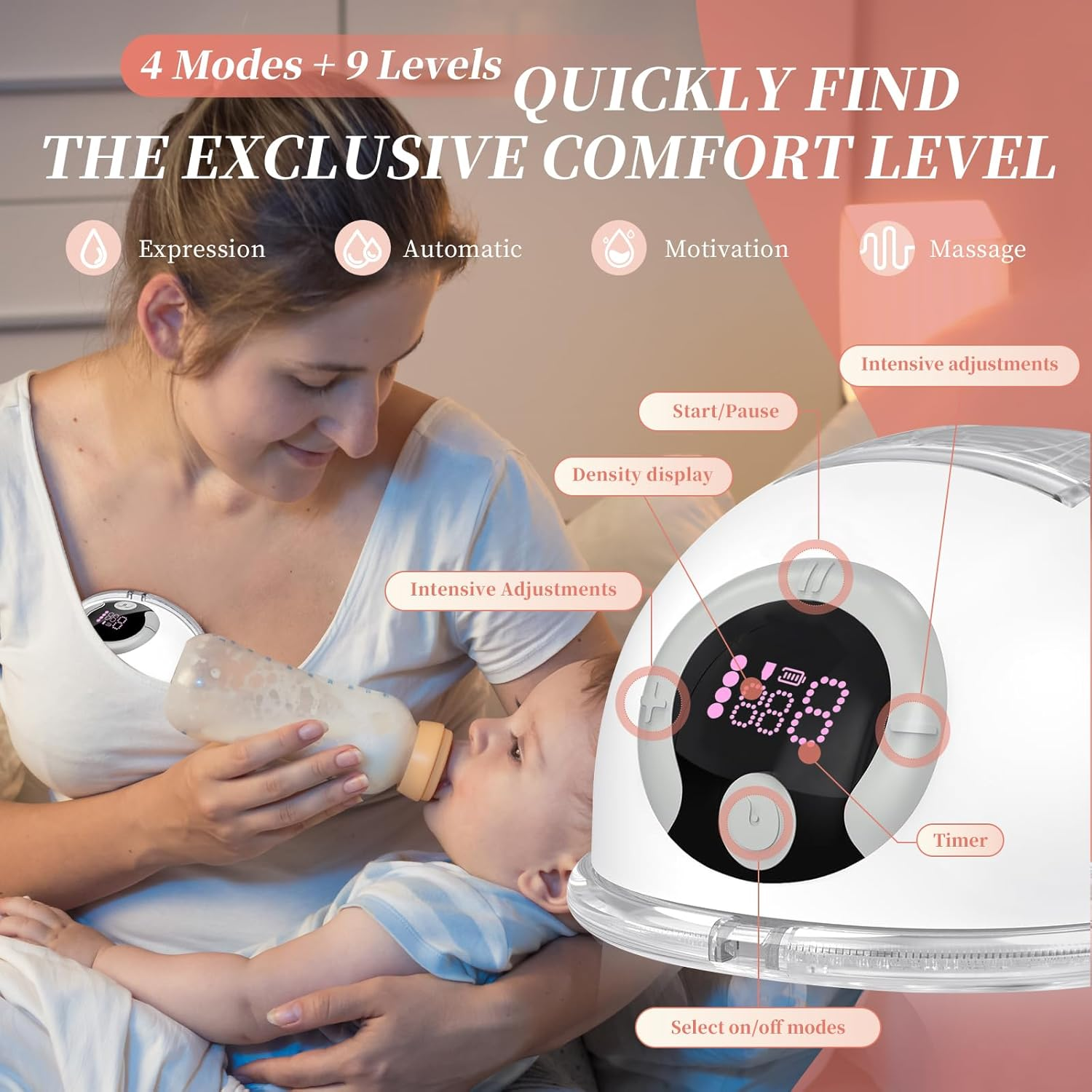 Wearable Breast Pump, Necomi S32 Hands Free Breast Pump, for Breastfeeding with Memory Function, 4 Modes and 9 Levels, Portable Wireless Breast Pumps - 24Mm,1 Pack image number 1