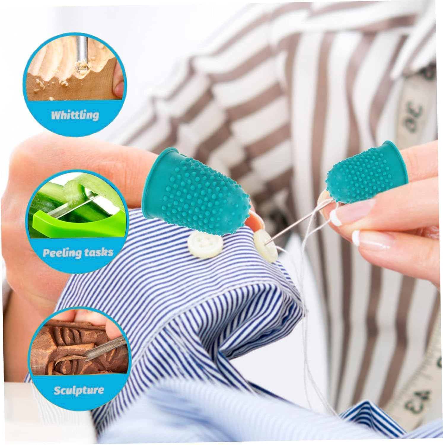 Rubber Fingers Tip Pads Grips,5Pcs Silicone Thumb Fingertip Protector Covers Guard Pads Thimble Grips,Rubber Finger Thimbles Finger Protector Finger Pads Grips,Rubber Finger Tips Guard Finger Thimble image number 2