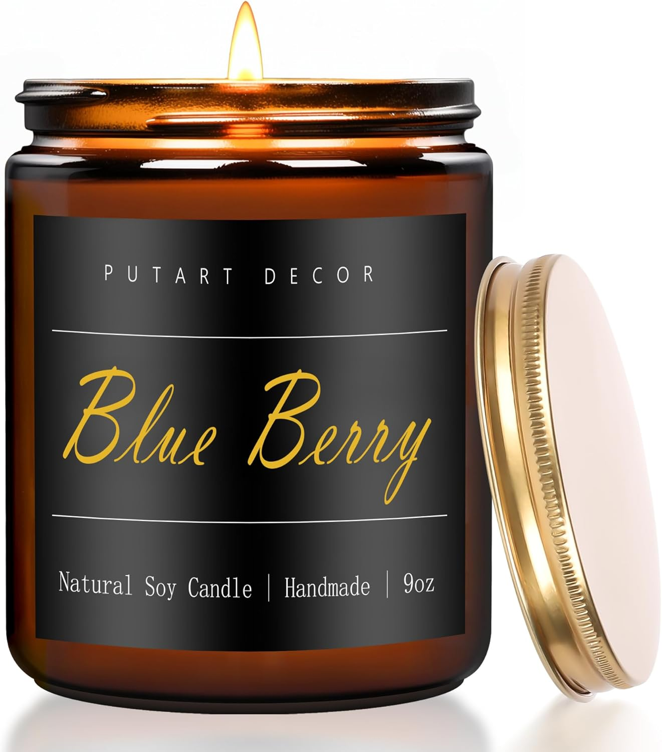 Blue Berry Candles for Home Scented, Natural Soy Aromatherapy Non Toxic Candles with Long Lasting Fragrance & Clean Burn, Luxury Jar Candle for Women, Men, Home Decoration 9Oz image number 6