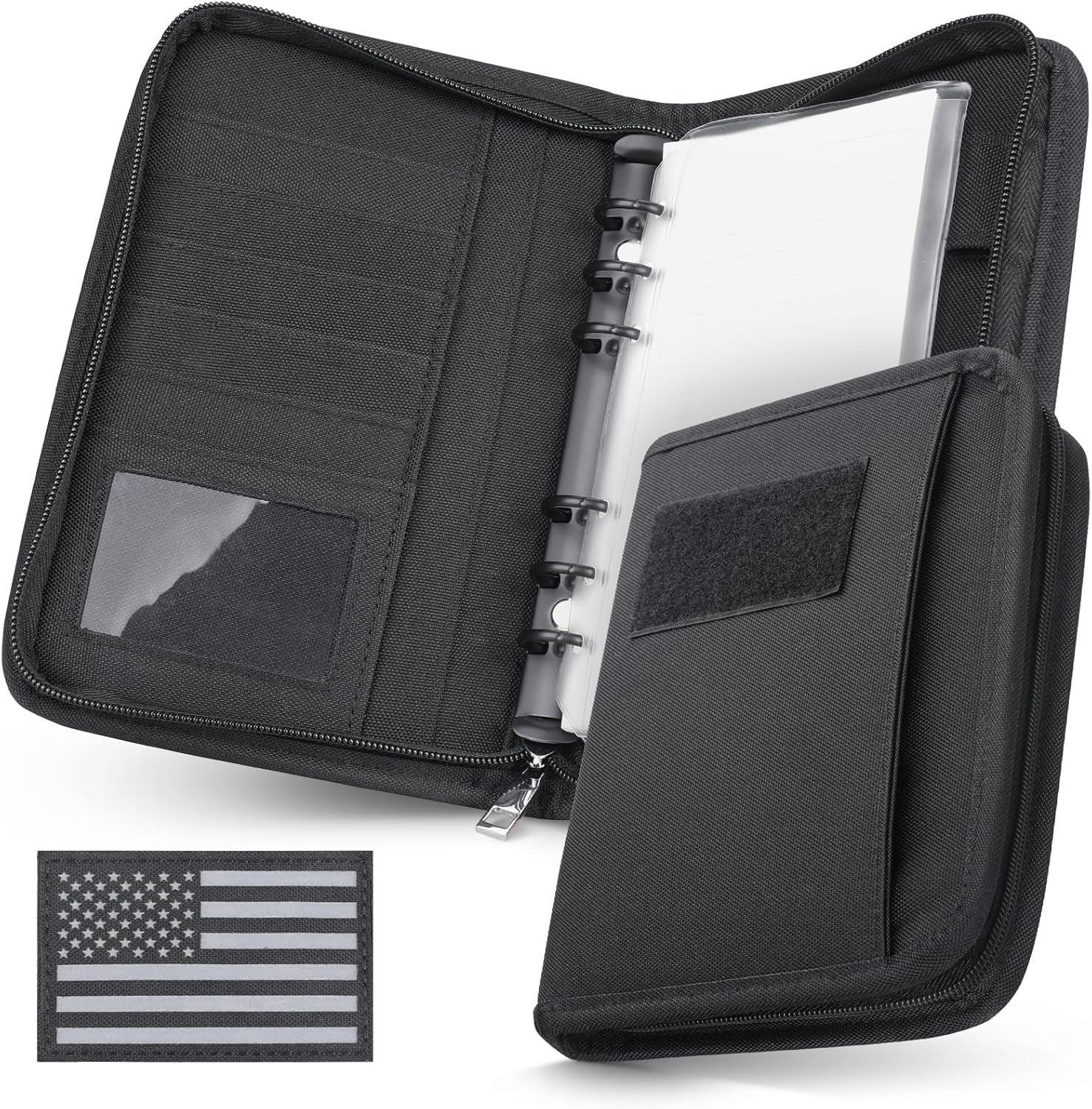 WYNEX Tactical Notebook Padfolio Ring Binder - Refillable 6-Ring A5 Binder, Zip Hardcover Notebook with 80 Pages, Water-Resistant Notebook Cover for Planners, Field, Business