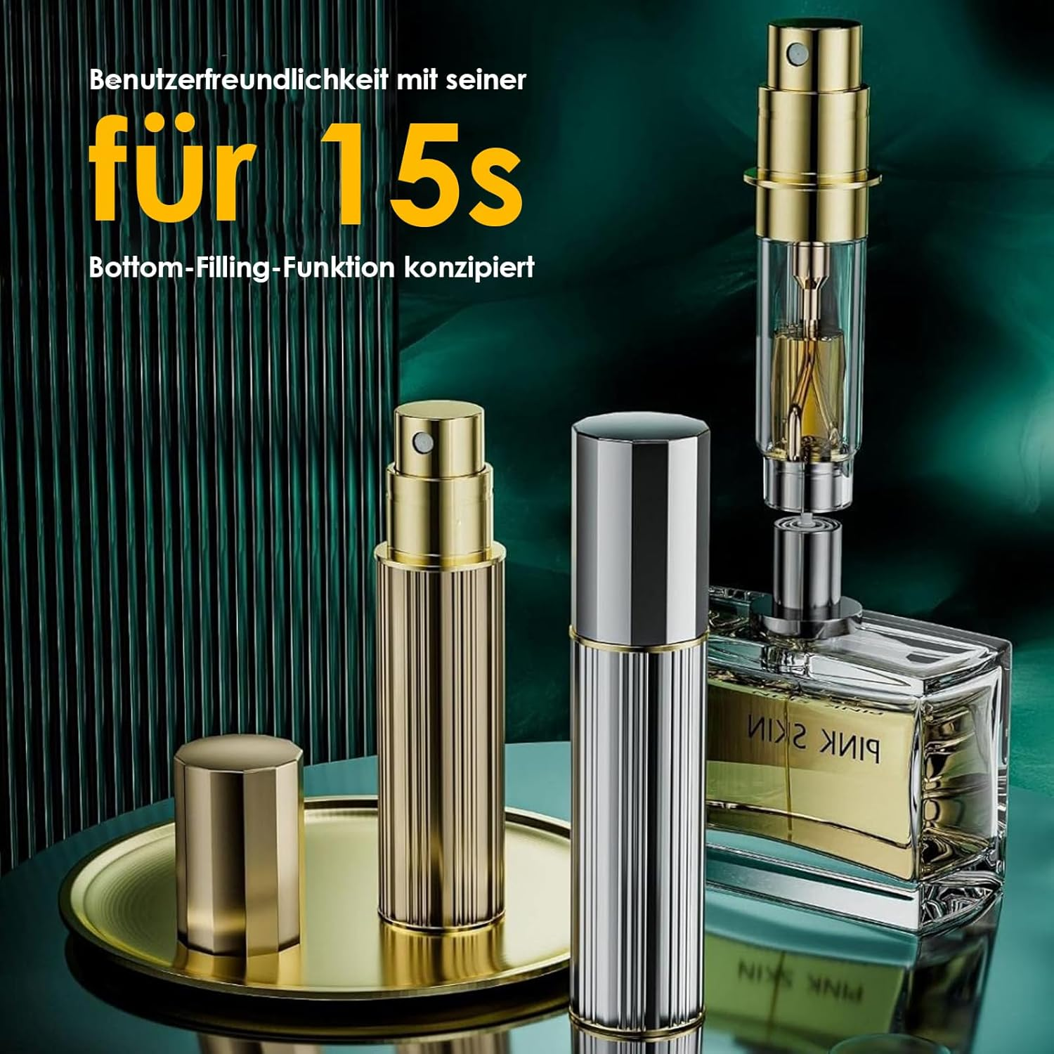 Travelofo 10 Ml Perfume Filler Refillable Perfume Atomiser Filling Technology without Funnel Empty Perfume Atomiser Spray Bottle for Travel Handbag on the Go (Silver) image number 1