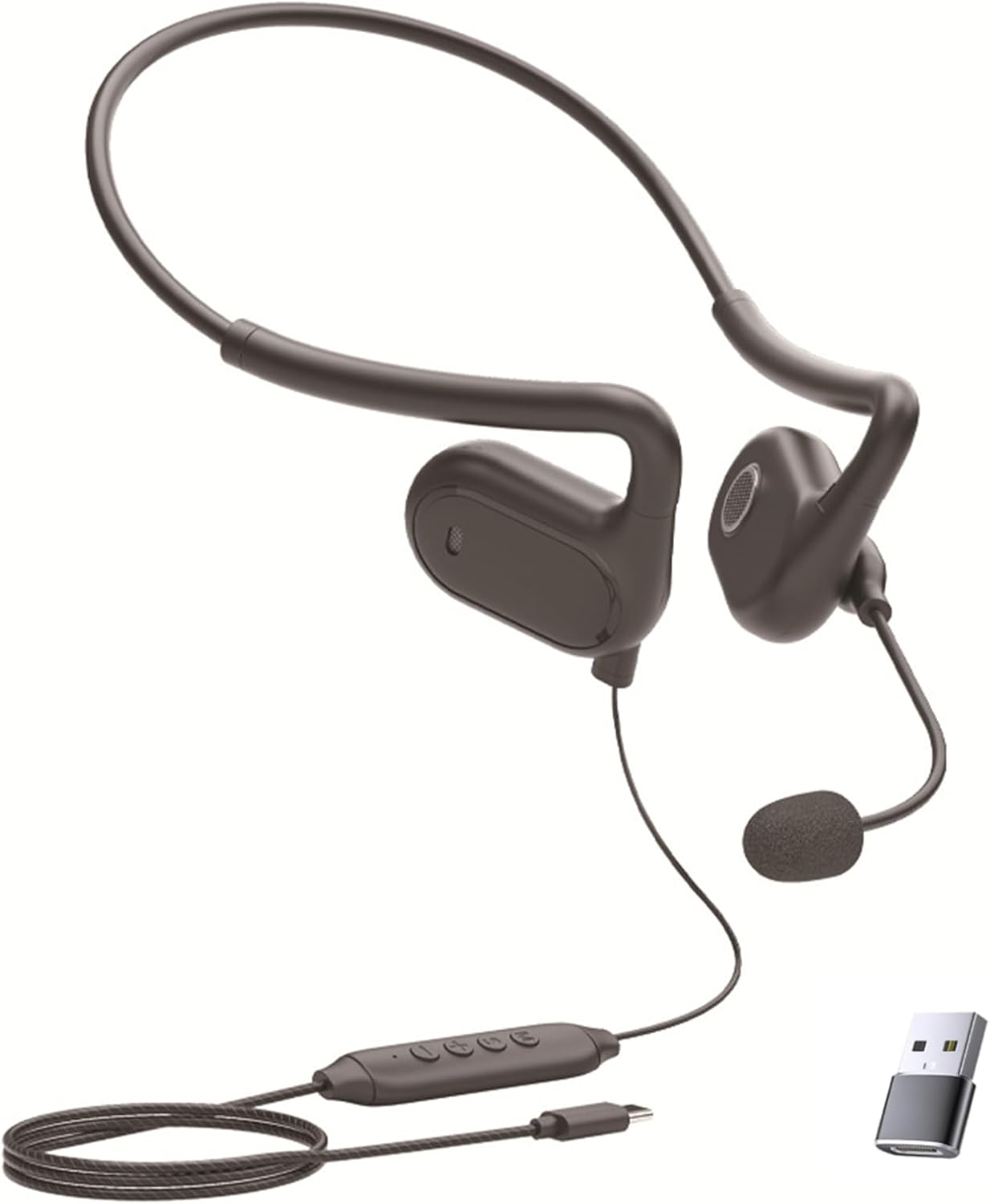 USB C Headphones with Microphone Neckband Monitoring Wired Stereo Gaming Headset 7.1 Surround Sound Noise Cancelling for Calls Work Sports Driving Cycling image number 6