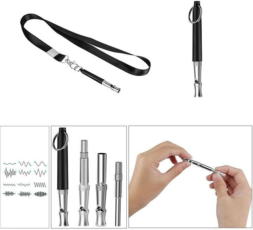 Dog Whistles for Recall, 4Pcs Recall Pet Training Whistles,Dog Whistle Training, Silent Whistle for Dog Recall,Ultrasonic Dog Whistle,Portable Recall Dog Training Whistles with Lanyard, Black