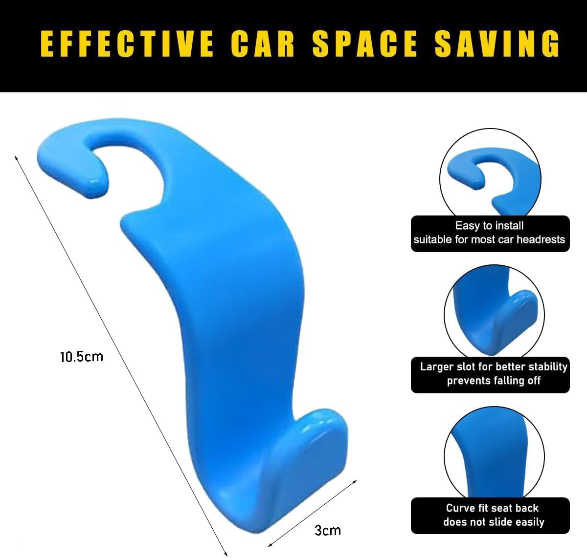 Car Seat Headrest Hook 5 Pack, Multifunctional Auto Seatback Hook Storage Organizer, Vehicle Seat Hanger Holder for Purse Coat Umbrella Grocery Bag, Interior Car Accessories (Blue) image number 1