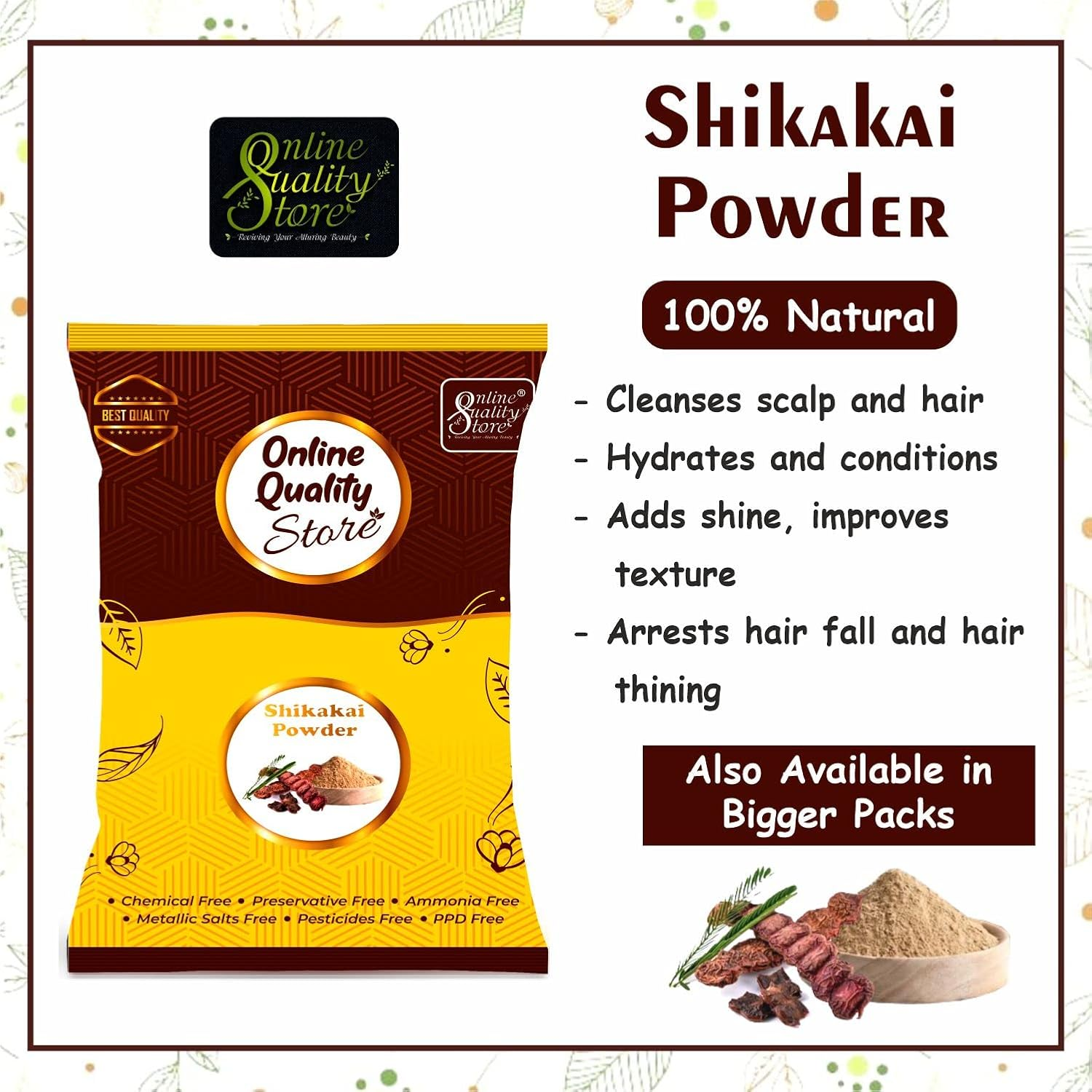 Online Quality Store Amla(175 Grams) Reetha(175 Grams) Shikakai(175 Grams) Multani Mitti(200 Grams) and Alovera Powder(175 Grams) for Hair in Separate Packaging (Total :- 900 Grams) - Offer of the Day