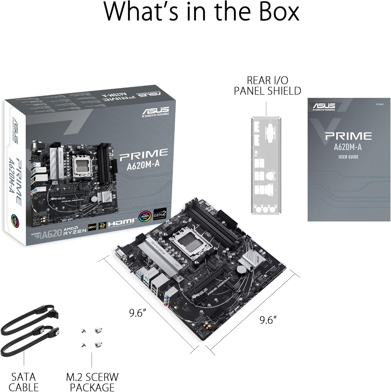 ASUS Prime A620M-A-CSM AMD Am5(Ryzen 7000) Matx Commercial Motherboard (Pcie 4.0, Ddr5,2Xm.2 Slots, 1Gb Lan,Displayport/Hdmi,Usb 3.2 Gen 1 Ports, Front USB Type-C, BIOS Flashback, RGB Header,Acce)