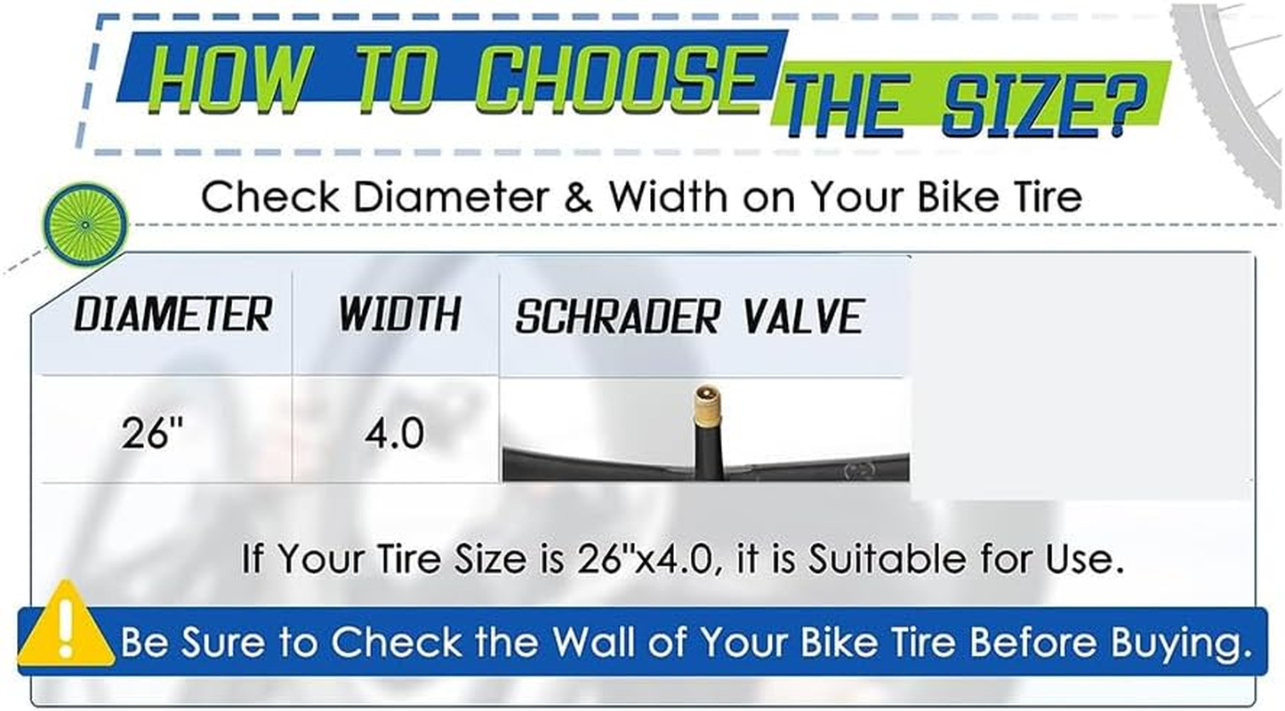 Elqater 2 Pack 26X4.0 Fat Bike Tube with AV 32Mm Valve, Bike Tubes with 2 Tire Levers, for Road/Mountain/E Bike Replacement Parts Accessories image number 5