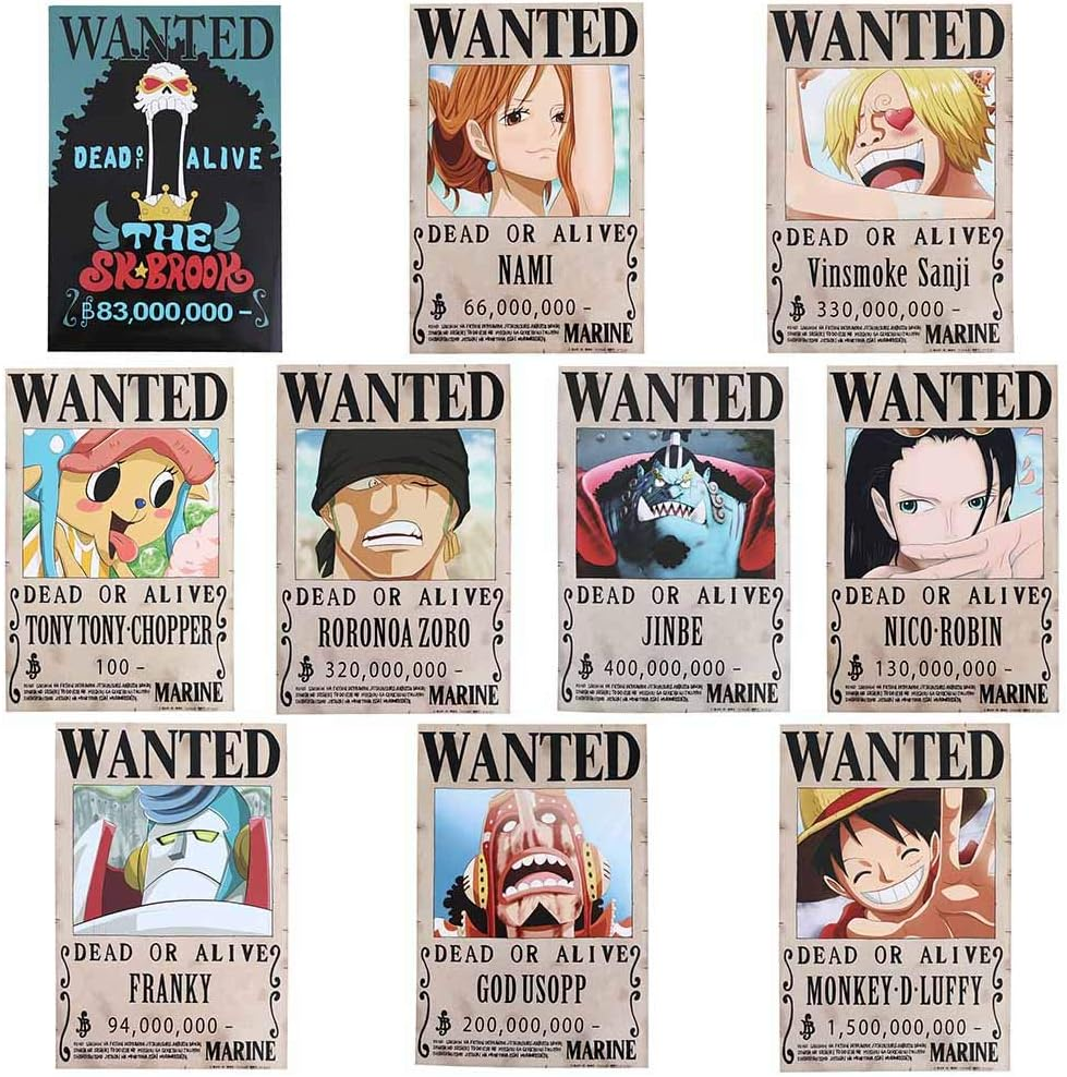 Vinctik 6&Fox 10 Pieces Anime One Piece Wanted Posters Style New Big Size, Anime Poster for Wall Decoration image number 2