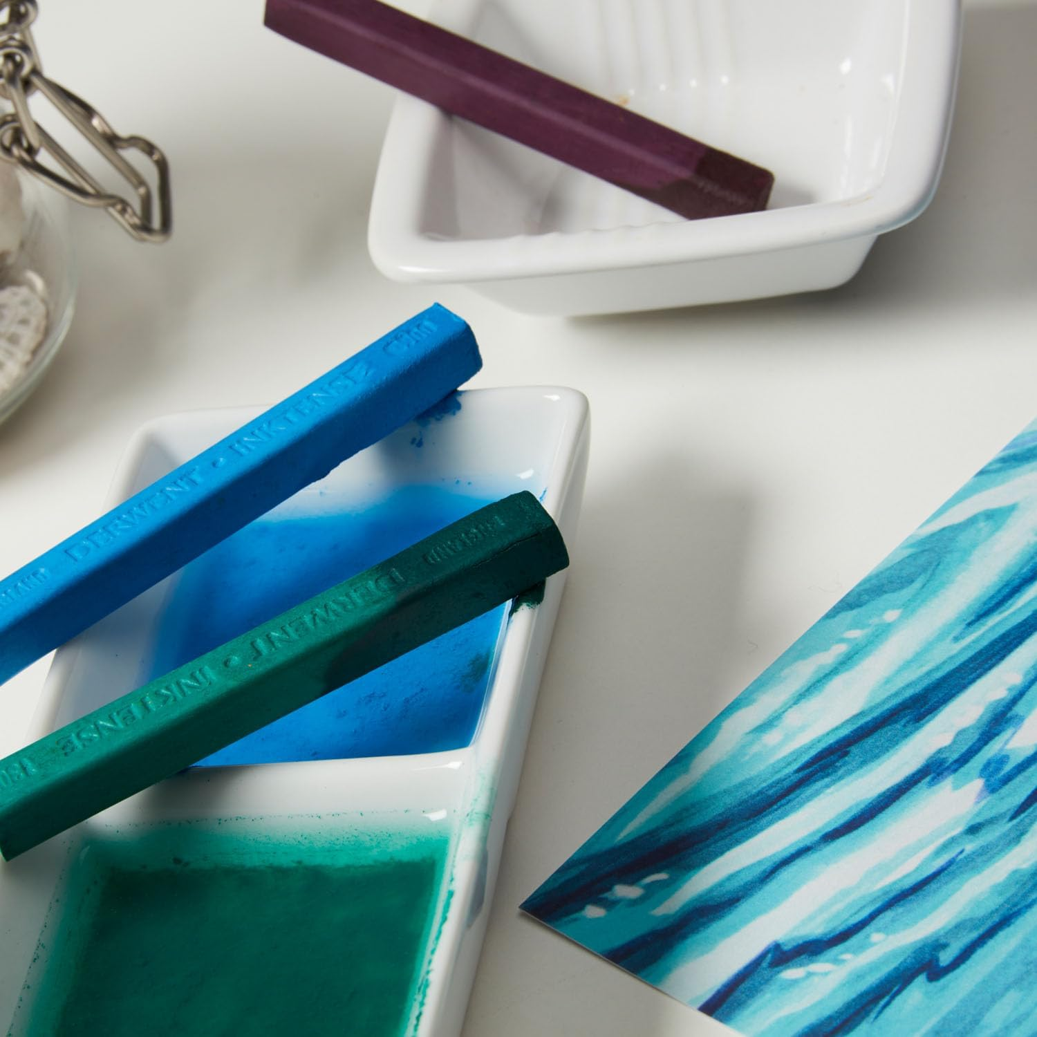 Derwent Inktense Blocks 12 Tin, Set of 12 Water-Colours, 8Mm Block, Water-Soluble, Ideal for Drawing, Colouring, Crafts & Painting on Paper & Fabric, Professional Quality (2300442) image number 2