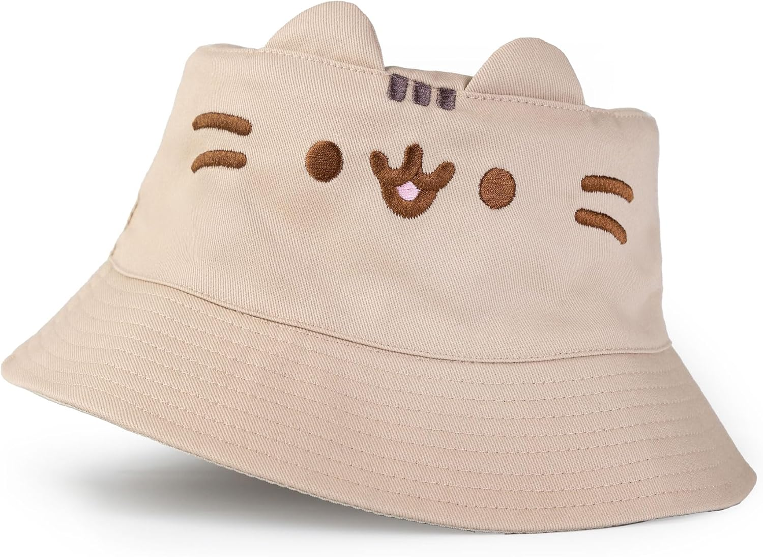 Pusheen Cat Women&rsquo;S Beige Bucket Hat | 3D Ears | Casual Sun Protection | Cute Cartoon Accessory image number 1