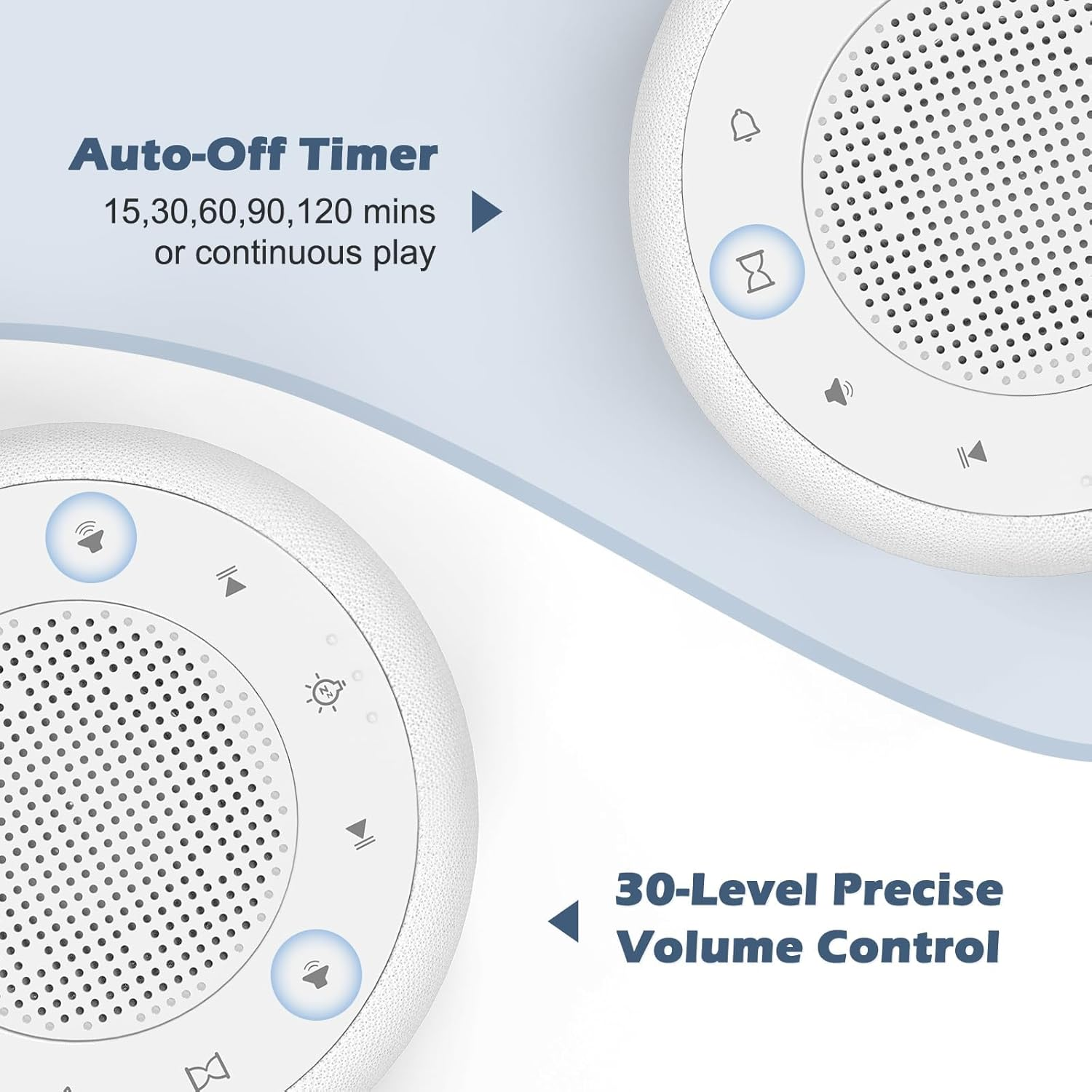 White Noise Machine & Alarm Clock 2-In-1, 18 Soothing Sound for Sleeping, 7 Night Light, Sleep Timer, Volume Control, Memory Function, Sound Machine for Sleeping Baby Adults Kids (Grey) image number 2