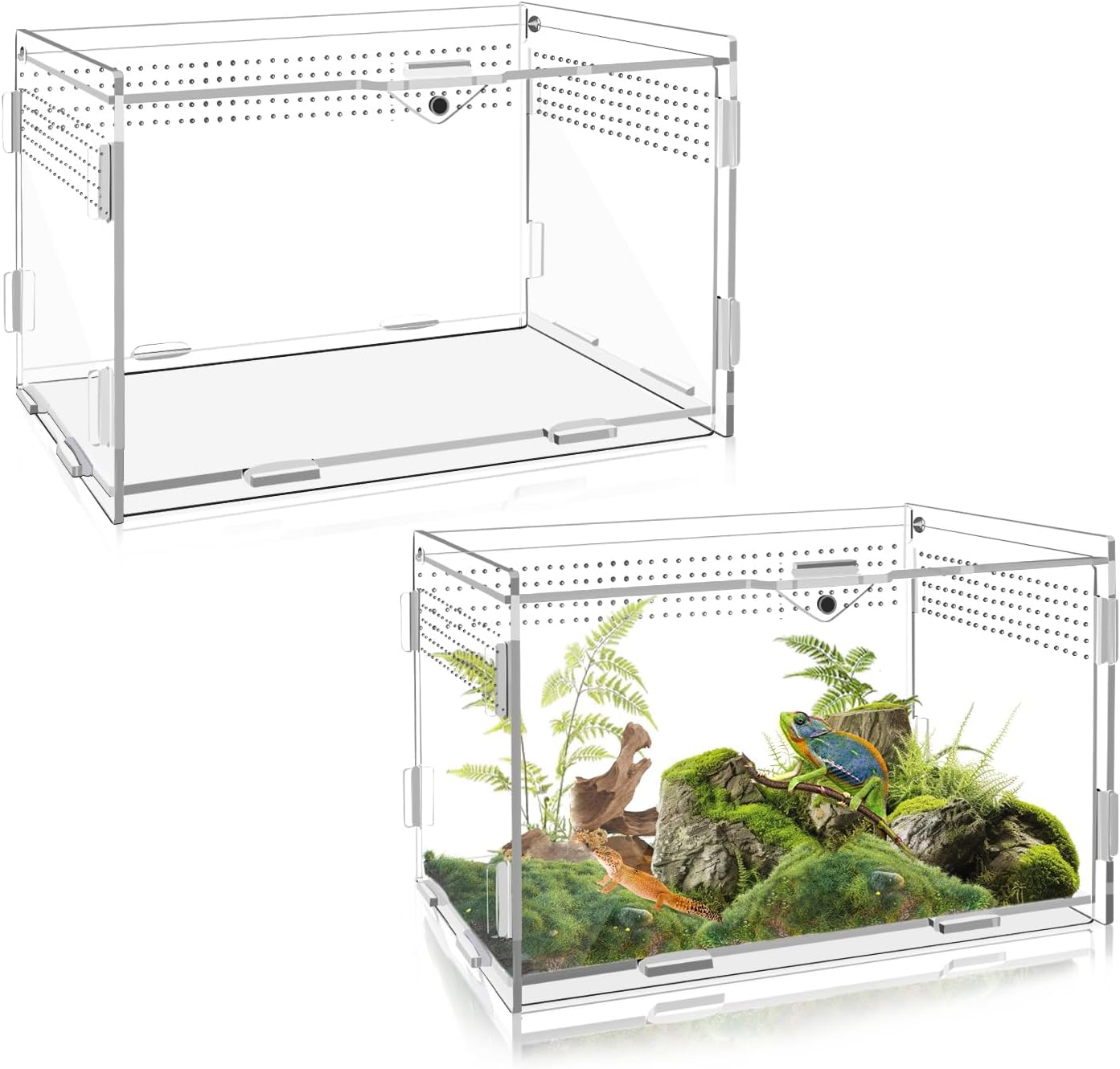 2 Sets Acrylic Clear Reptile Tank Accessories, Mini Spider Enclosure 7.9&rsquo;&rsquo;X4.8&rsquo;&rsquo;X4.8&rsquo;&rsquo;, Jumping Spider Enclosure - Acrylic Terrarium for Tarantulas, Reptiles (20 X 12 X 12Cm) image number 5
