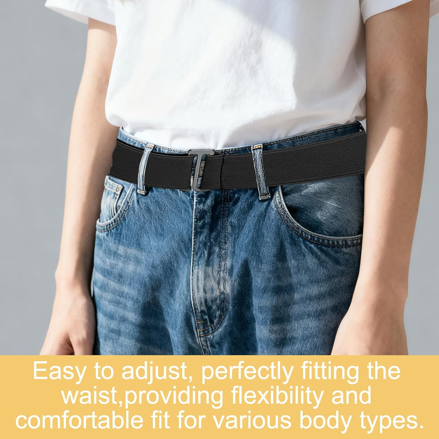 Teccfly No Show Stretch Belt for Women,Invisible Belt,Elastic Adjustable Sweater Tuck Band for Jeans Pants Dresses, 100X3Cm image number 5