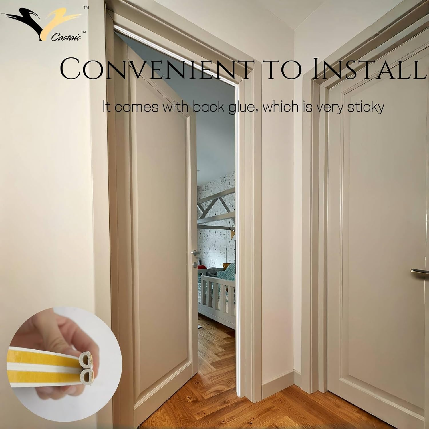 Castaic Door Weather Stripping, Window Rubber Seal Strip Self-Adhisive Foam Tape for Door Window Gap Wind Blocker (White) image number 2