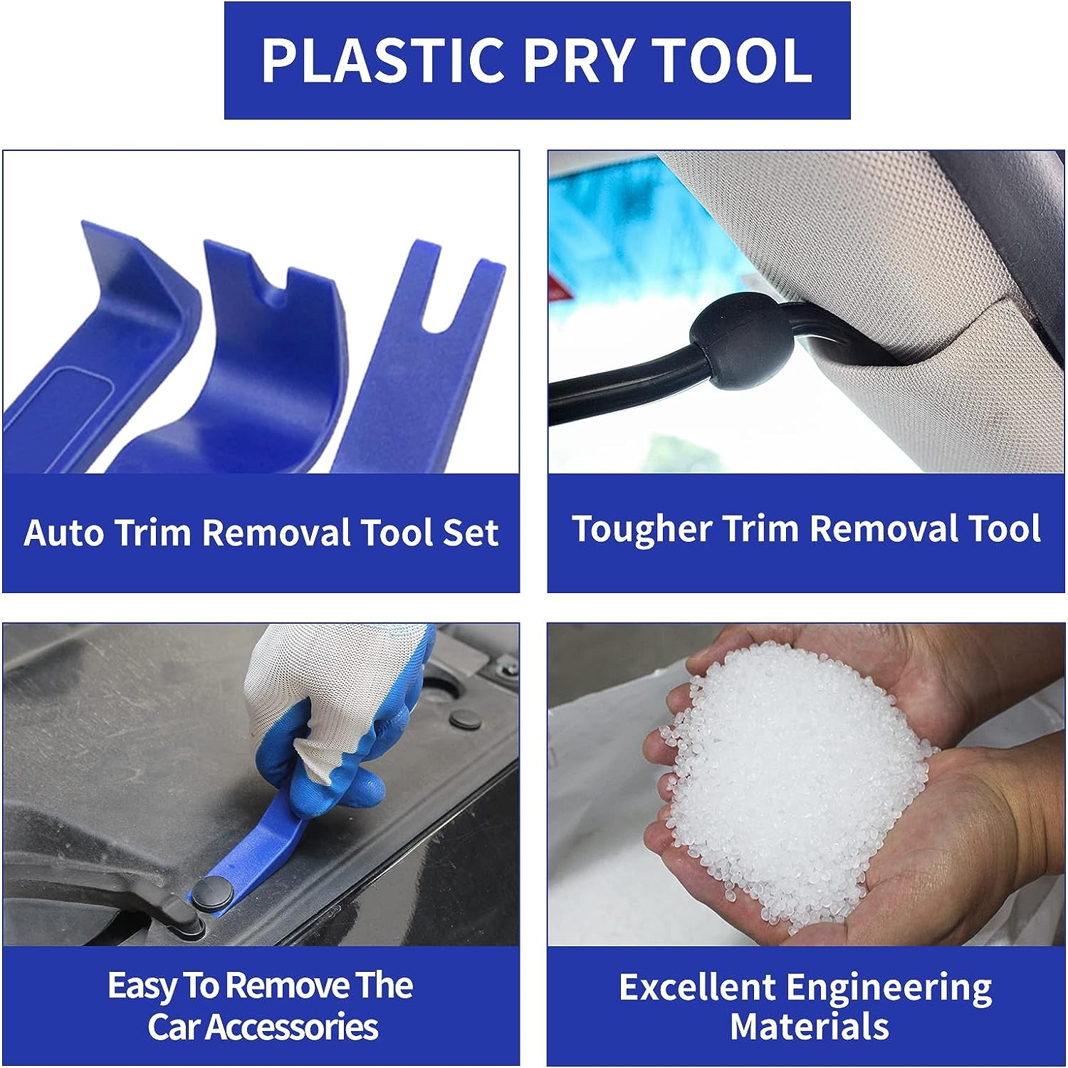 Auto Trim Removal Tool Set, Wetado 16 Pcs Auto Car Trim Tool Kit Plastic Pry Tool Kit for Car, Clip, Audio, Dashboards, Door Panel Window Molding Fastener Remover Tool Kit image number 2