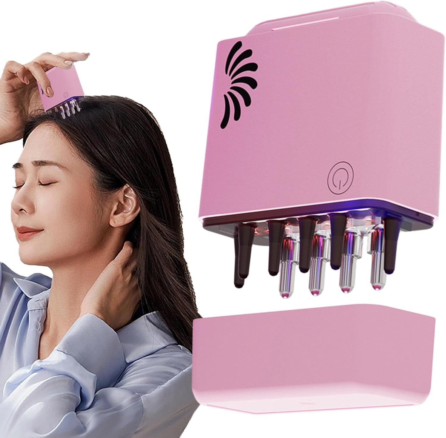 Electric Hair Oil Applicator - Small Scalp Applicator Comb | Head Massager Comb with Red Light, Electric Vibration Massager Brush image number 3