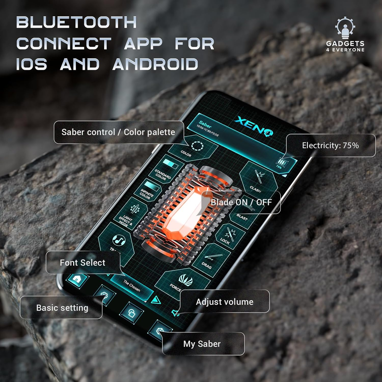 G4E Lightsaber with Bluetooth App, Smooth Swing, 16 Sound Fonts, Infinite RGB Colour Change, Motion Control. Upgraded RGB V3.0. Light Saber for Adults and Cosplay. (Obi RGB (Duelling)) image number 2