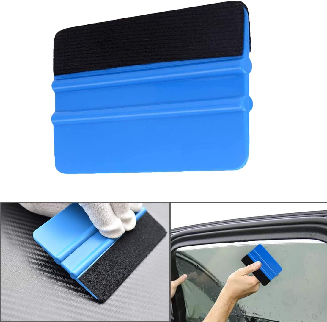YAZZT 3PCS Felt Vinyl Squeegee Tools Graphic Decal Wrapping Car Film Wrap Wallpaper Window Tint Film Install Craft Scraper Squeegee with Black Fabric Felt Edge for Adhesive Sheet Film HTV Vinyl Craft image number 2