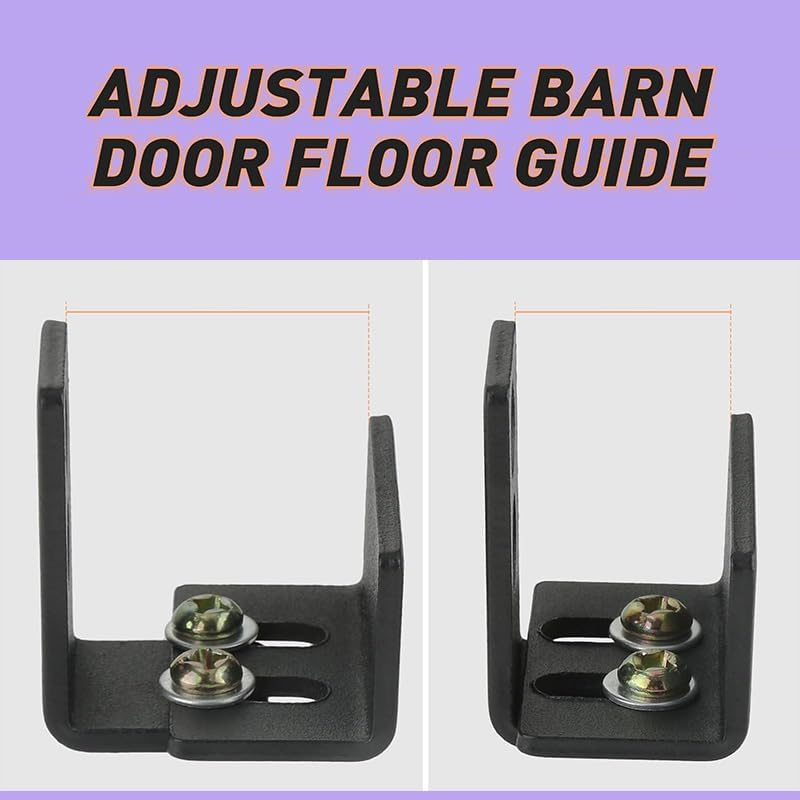 Sliding Barn Door Floor Guide - U Shape Adjustable Bottom Guide for Smooth Sliding, Flush/Flat Wall Mount Design, Compatible with Barn Doors & Cabinets