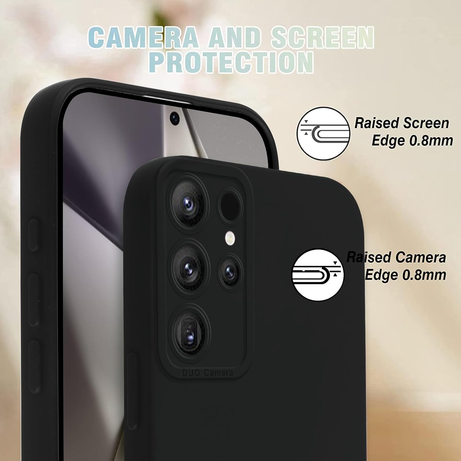 Vauki Mobile Phone Strap Case for Samsung Galaxy S25 Ultra with Strap, Mobile Phone Case with Cord, Soft Silicone TPU Shockproof Bumper with Chain for Hanging for Samsung S25 Ultra, Lanyard Black image number 5