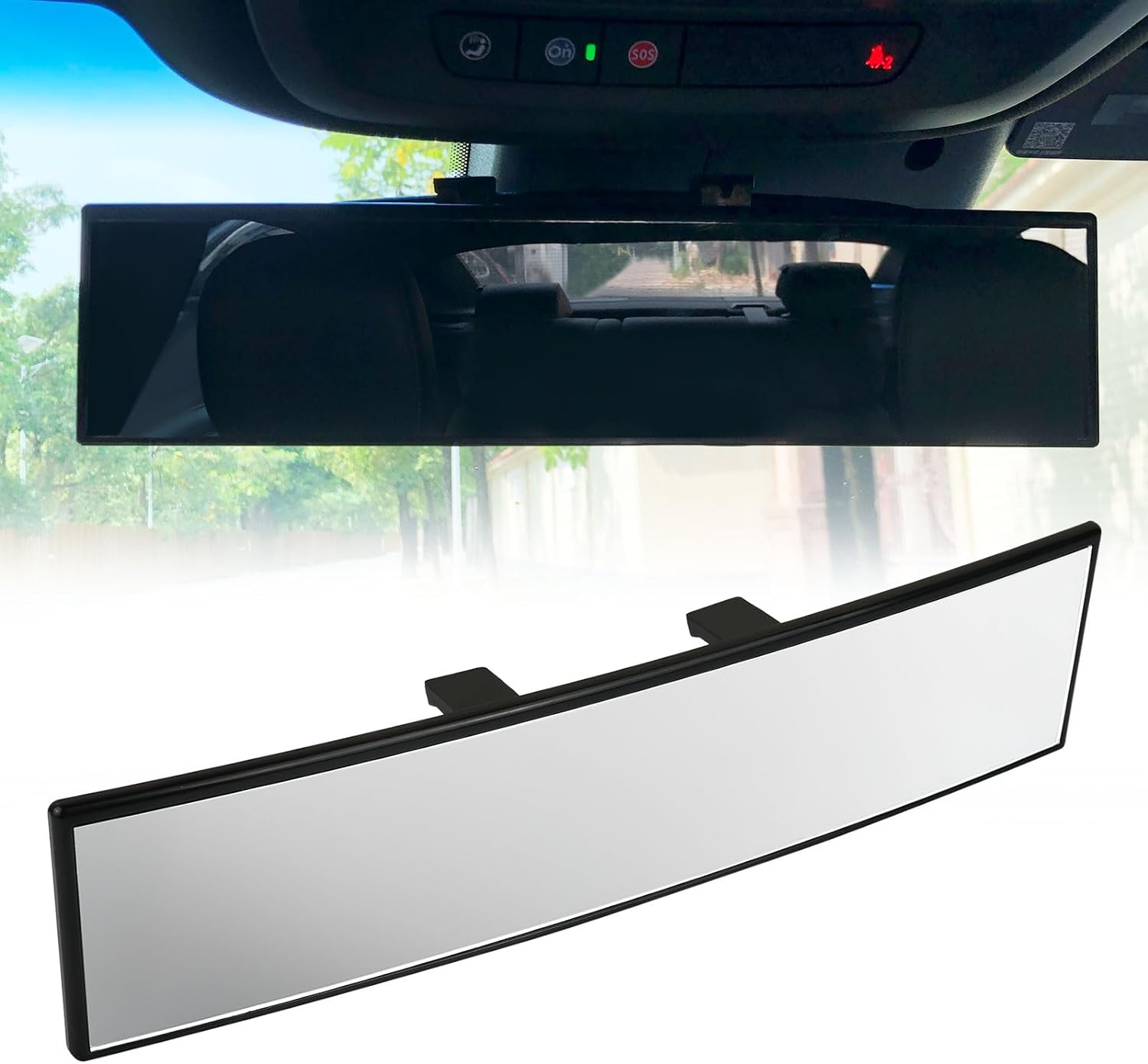 DS. DISTINCTIVE STYLE Wide Rear View Mirror Clip on 12 Inch Universal Panoramic Convex Interior Wide Angle Mirror image number 5