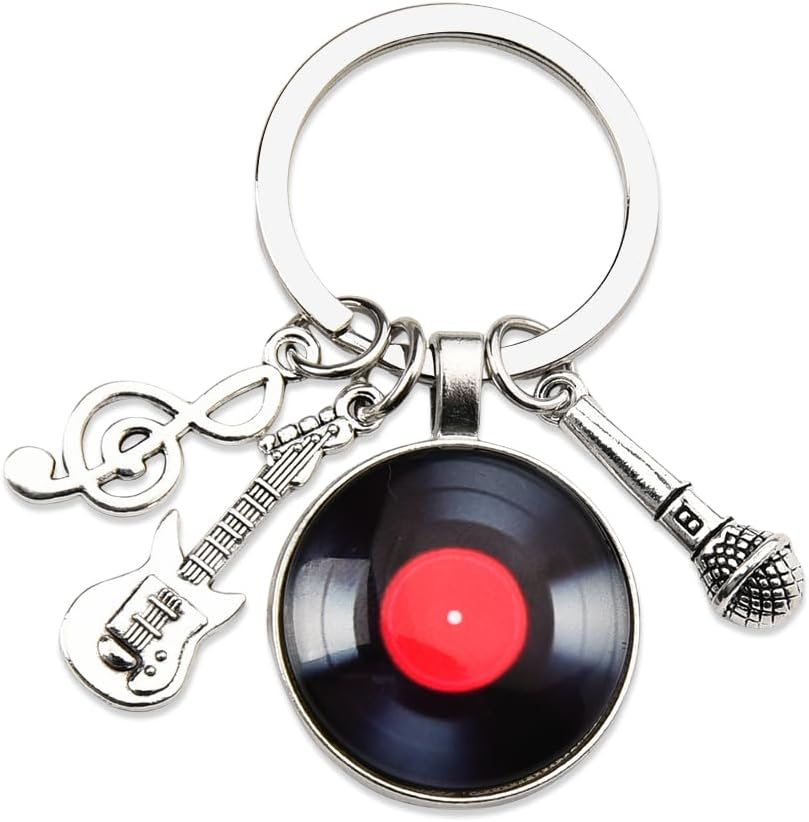 Vinyl Record Keychains for Music Lovers Cool Punk Christmas Birthday Gifts for Musician Composer Girl Boys Music Teachers Students Music Accessories Recording Player Pendant Key Chain image number 4