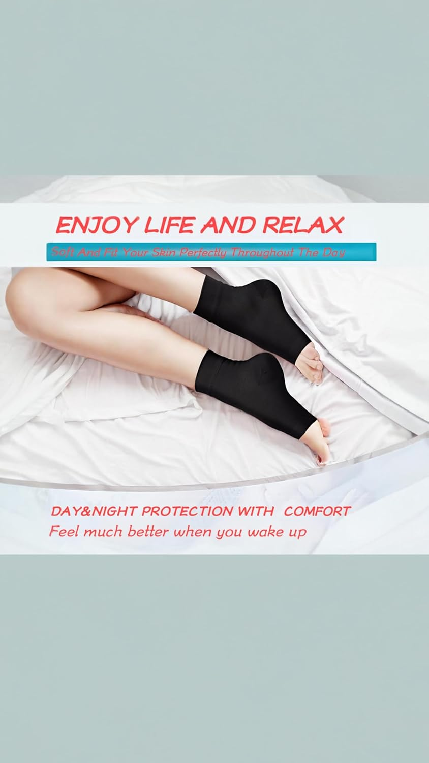 Honwor 3 Pairs of Pain-Relieving Compression Socks for Neuropathy, Ankle Support, Tendonitis, and Plantar Fasciitis - Brace for Women and Men, Size L-XL, Color: Black image number 3