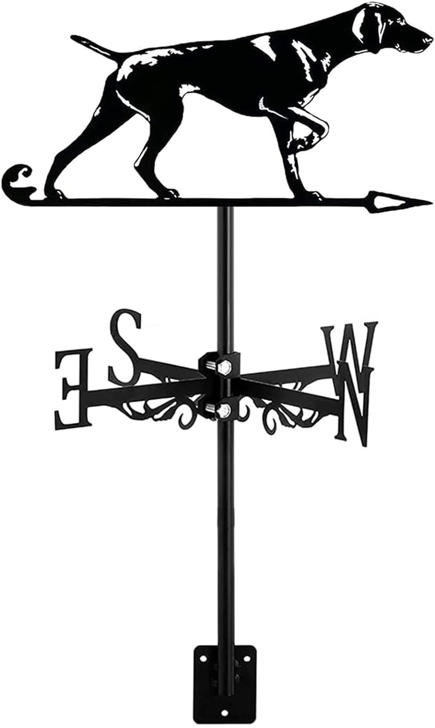 Exquisite Metal Weather Vane Ornament Dogs Animals Silhouette Decorative Metal Weathervane Roof Mount Brackets, Hand-Crafted Direction Indicator for Manor Lawn Farm Scene,German Shorthaired Pointer image number 5