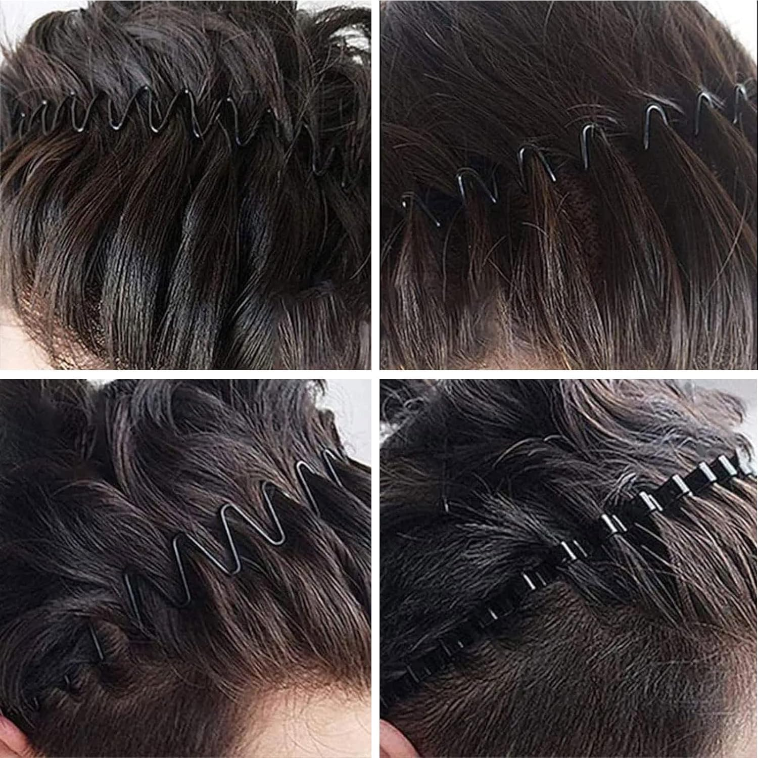 Pack of 12 Metal Hair Bands, Black Hair Band, Wave Metal, Headband, Unisex, Multi-Style Hair Bands for Men, Women, for Sports, Yoga, Makeup image number 4