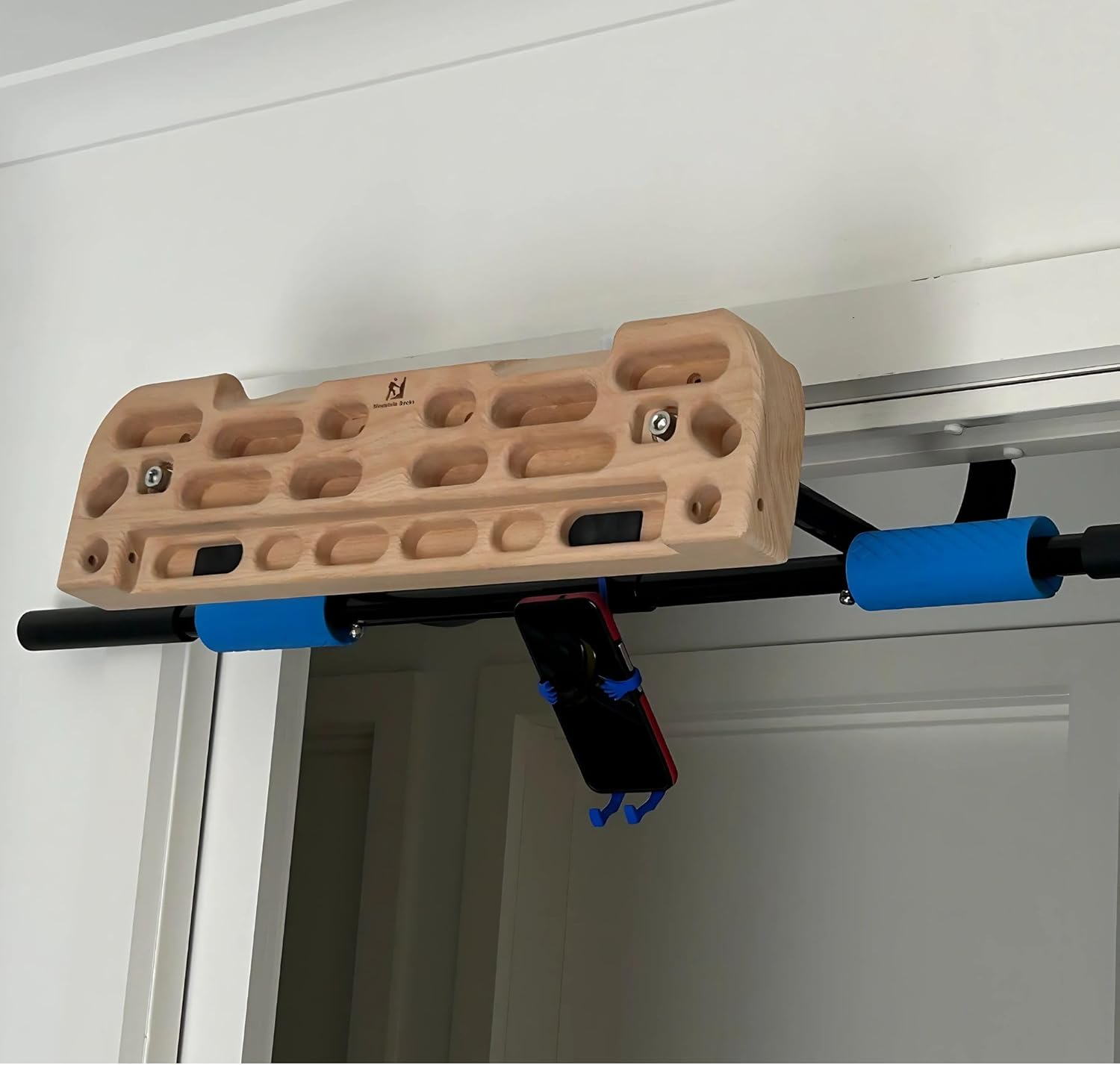 Mountain Rocks Wooden Hangboard Climbing Wildwood 2004 for Rock Climbing | No Nail Hangboard| Hangboard Door Frame Climbing and Bouldering Training | Fingerboard for Finger Strength and Grip Strength image number 4