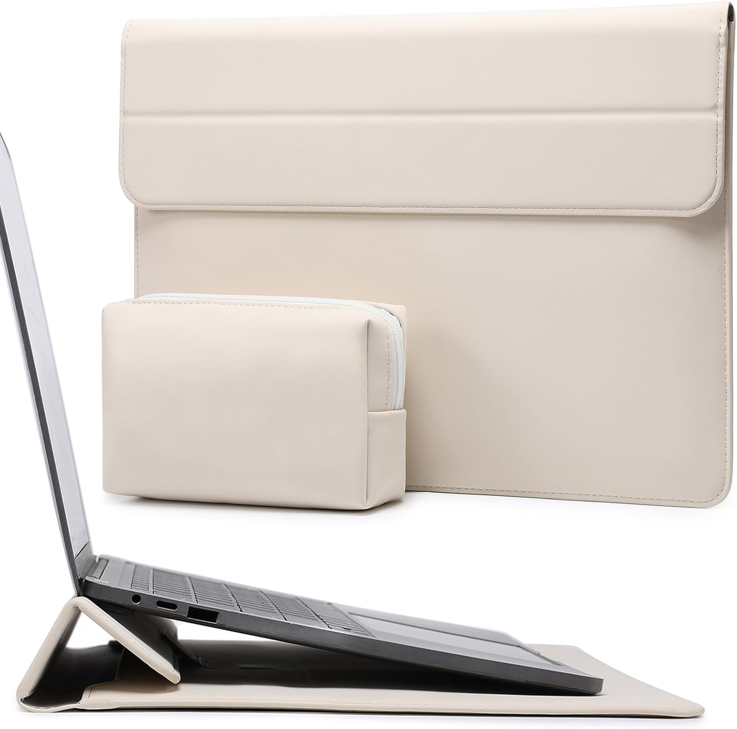 HYZUO 13.3-14 Inch Laptop Sleeve Case with Stand Feature for Macbook Pro 14 M5/M4/M3/M2/M1 2026-2021, Macbook Pro/Air 13.3, 13.5" 13.8" Surface Laptop, HP Spectre X360 13/14, Dark Green