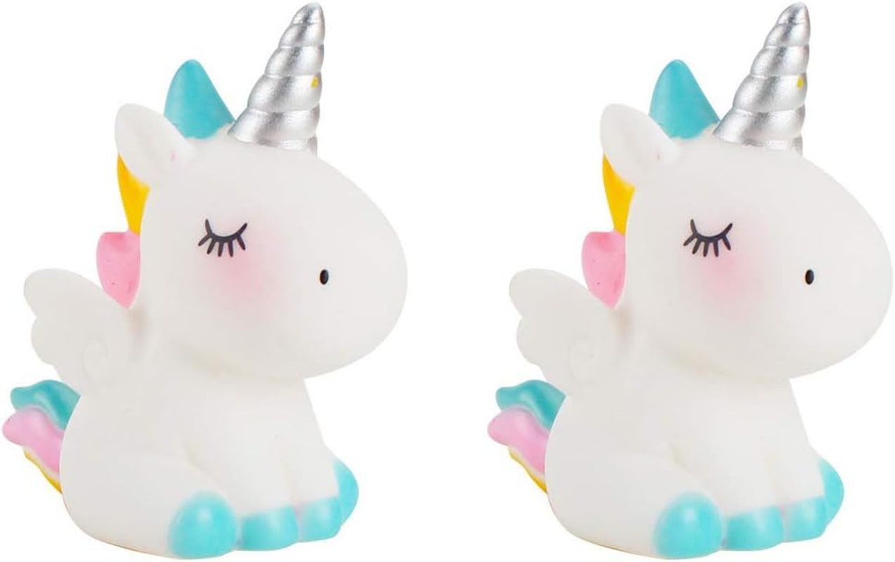 2 Pcs Unicorn Cake Toppers Unicorn Cake Decorations Unicorn Toys for Birthday Party Baby Shower Wedding Supplies (Blue) image number 1