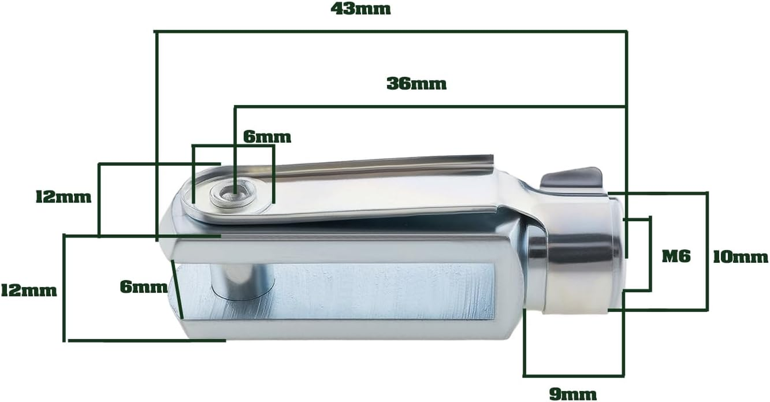 Be in Your Mind 4Pcs M6 Clevis Fork Long with Spring Pin Right Hand Thread Air Cylinder Rod Clevis End Female Thread Y Connector 43Mm Length image number 5