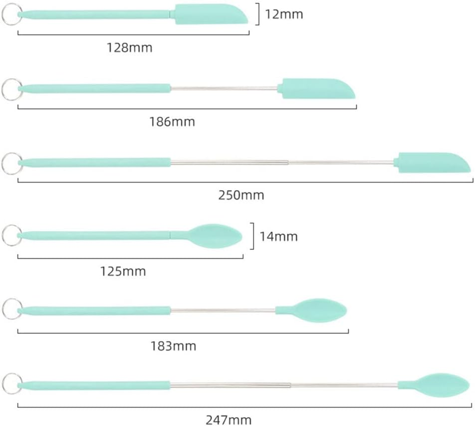 Mini Silicone Telescopic Spatula Multipurpose Double-Headed Cream Cake Scraper Red - Green image number 2