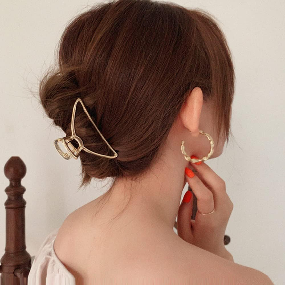 4 Pcs Large Hair Claw Clips for Thick Hair, Nonslip Metal Hair Clips Elegant Alloy Gold Claw Clips for Women Girls Hair Accessories image number 4