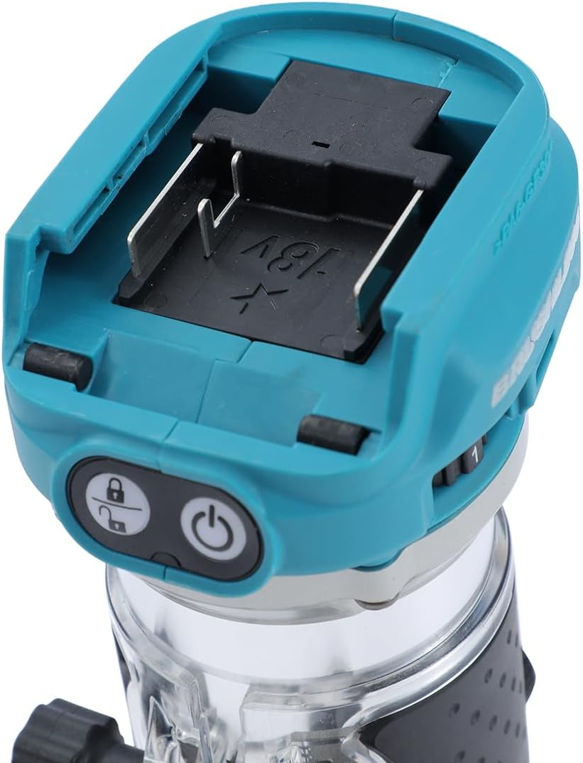 Katsu Fit-Bat 102770 18 V/21 V Brushless Cordless Router Wood Router Edge Milling Cutter with Trimmer Base, 3 Collets 1/4 Inch, 6 Mm and 8 Mm, without Battery and Charger