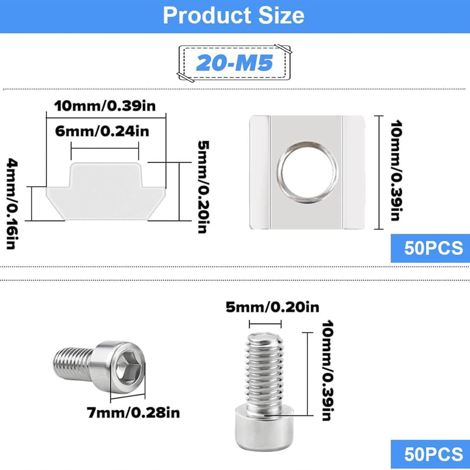 M5 T-Nuts Screws Kit, Home Repair Accessories, Extruded Aluminum Hardware, for DIY Enthusiasts Woodworkers Furniture Assembly Machine Building Workbench Home Repair Automotive image number 2