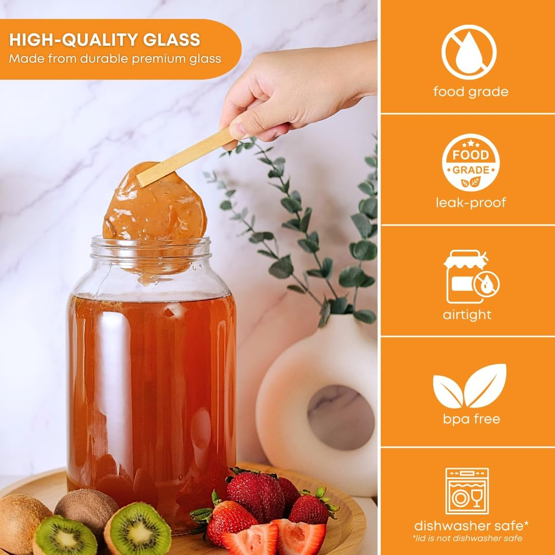 Fastrack 4X-QAD4-R06S One Gal Wide Mouth Jar with Lid and Twin Bubble Airlock, Clear image number 2