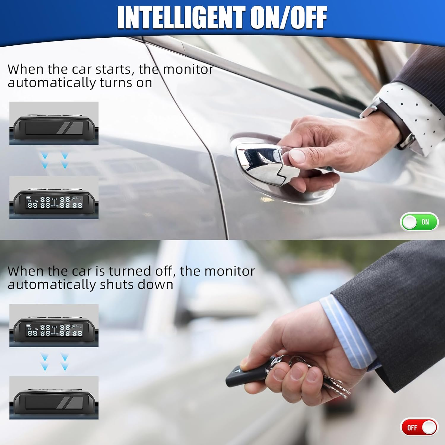 RV Tyre Pressure Monitoring System W/Solar Charge,Trailer TPMS W/6 External Sensors & 6 Alarm Modes,Lcd Real Time Display,Auto Sleep Mode,Tire Pressure Monitor for RV Trailer Truck Pickup (0-144 PSI)