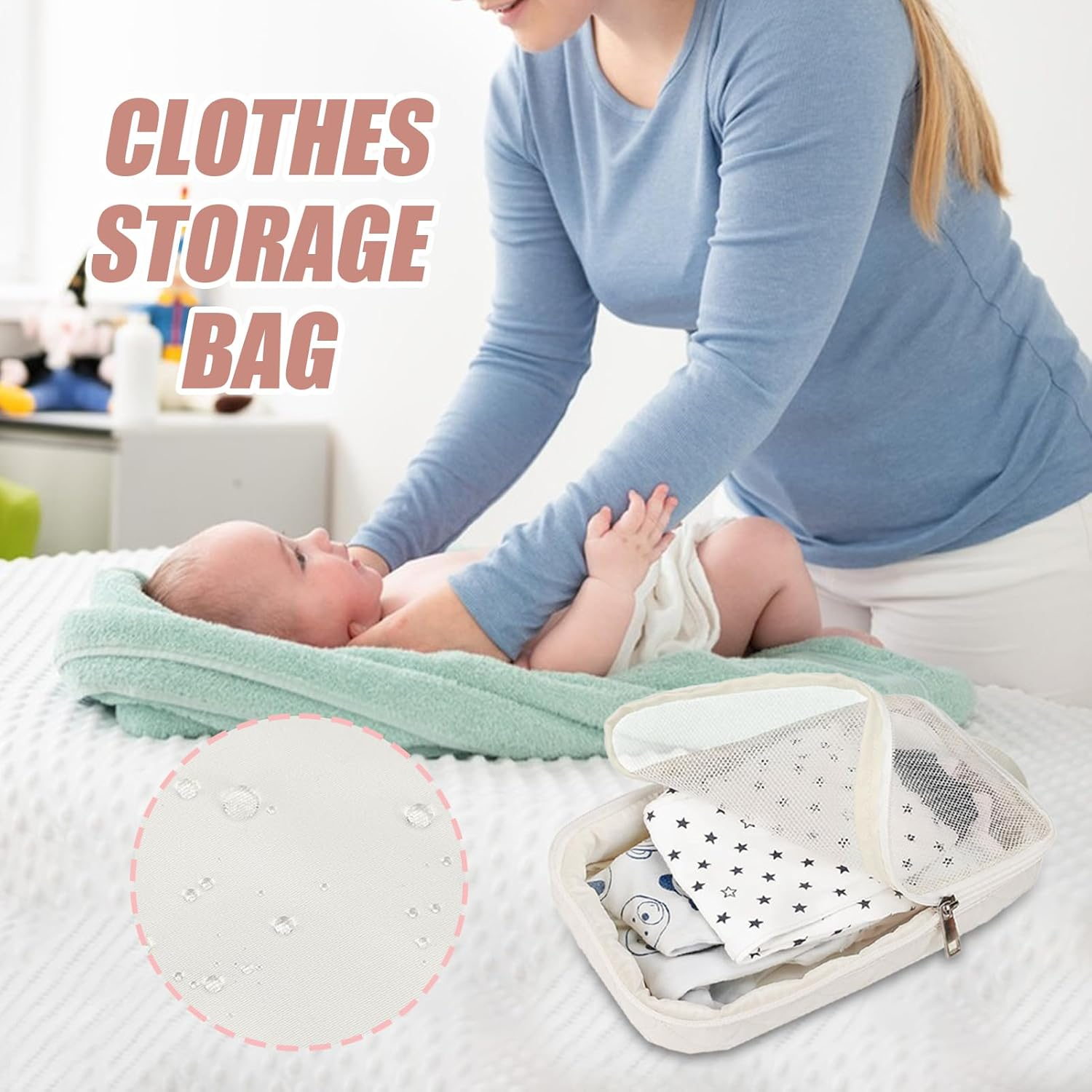 G&eacute;n&eacute;rique Diaper Storage Bag, Organizer Pouch, Nursery Travel Case, Lightweight Waterproof Fabric, Zipper Pocket Design, Baby Gear Storage for Daily Family Use, 9.84 X 5.91 X 1.57 Inches