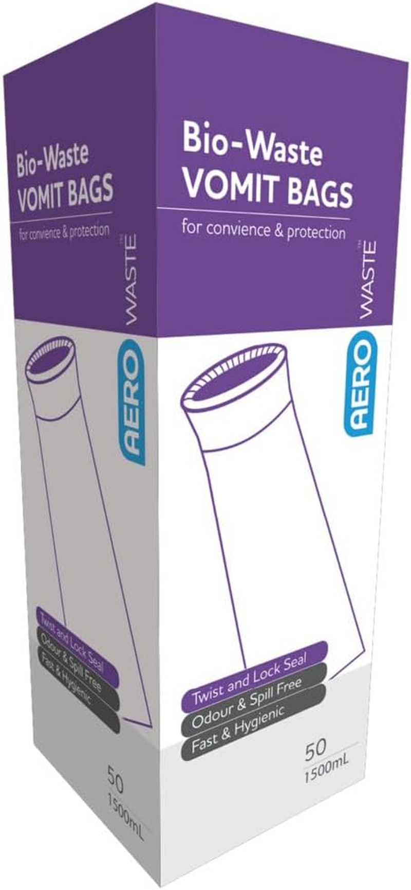 Aero Healthcare Aerowaste Vomit Bag Carton of 50, 50 Count, Pack of 50 image number 2