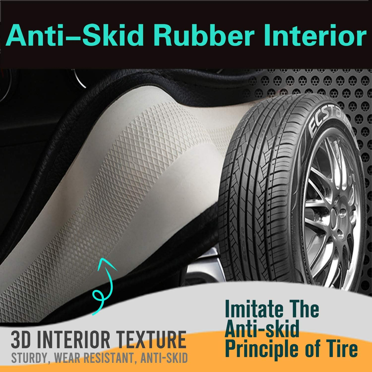 PINCTROT Bling Bling Comfy Steering Wheel Cover with Jumbo Crystal Rhinestones, Anti-Slip Diamond Leather, Universal 15 Inch (Silver) image number 6