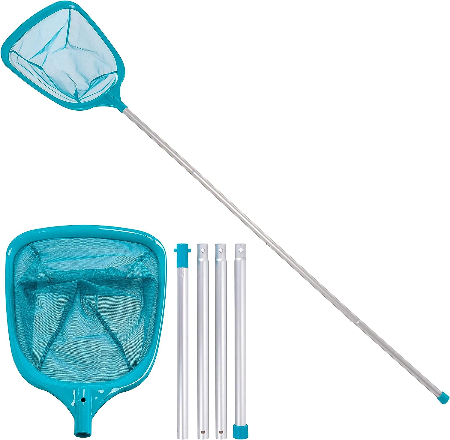 U.S. Pool Supply Swimming Pool 5 Foot Leaf Skimmer Net with 4 Aluminum Pole Sections - 6" Deep Ultra Fine Mesh Netting Bag Basket for Fast Cleaning of the Finest Debris - 60" Long, Clean Spas, Ponds image number 5