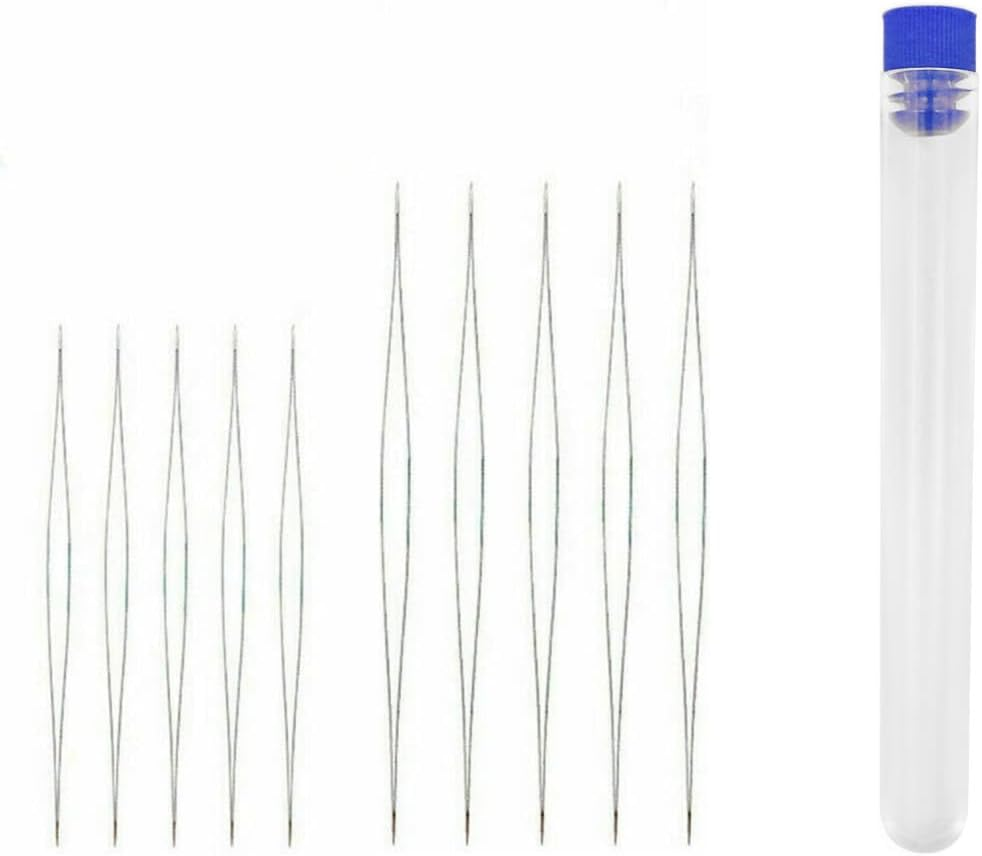 Naisfei 10 Pcs Beading Needles, Seed Beads Needles Big Eye Beading Needles Collapsible Beading Needles Set, Big Eye Beading Needles Easy Threading Tool for Bracelet Jewelry Making Seed Beads DIY image number 1
