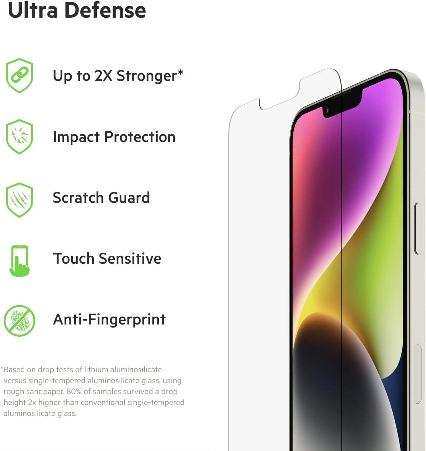 Belkin Iphone 14 Plus/13 Pro Max Screen Protector Ultraglass, Antimicrobial-Treated, Easy Application Bubble Free with Included Guide Tray, Transparent image number 2