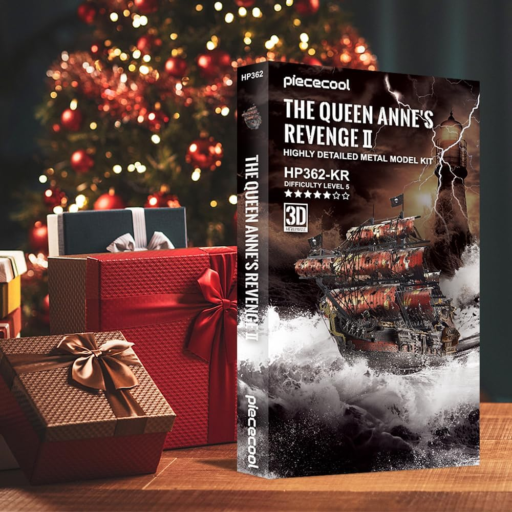 Piececool 3D Metal Puzzles the Queen Anne'S Revenge Pirate Ship DIY Jigsaw Assembly Model Kits for Adult image number 4