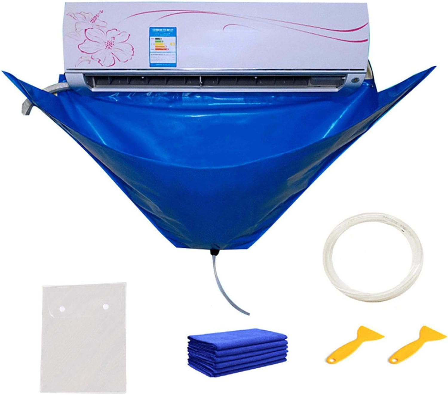 AC Cleaner Air Conditioning Cover - Waterproof Dust Washing Air Conditioner Cleaning Kit | Double-Sided Clean Set with Washing Bag and Water Pipe Kuitgh image number 6