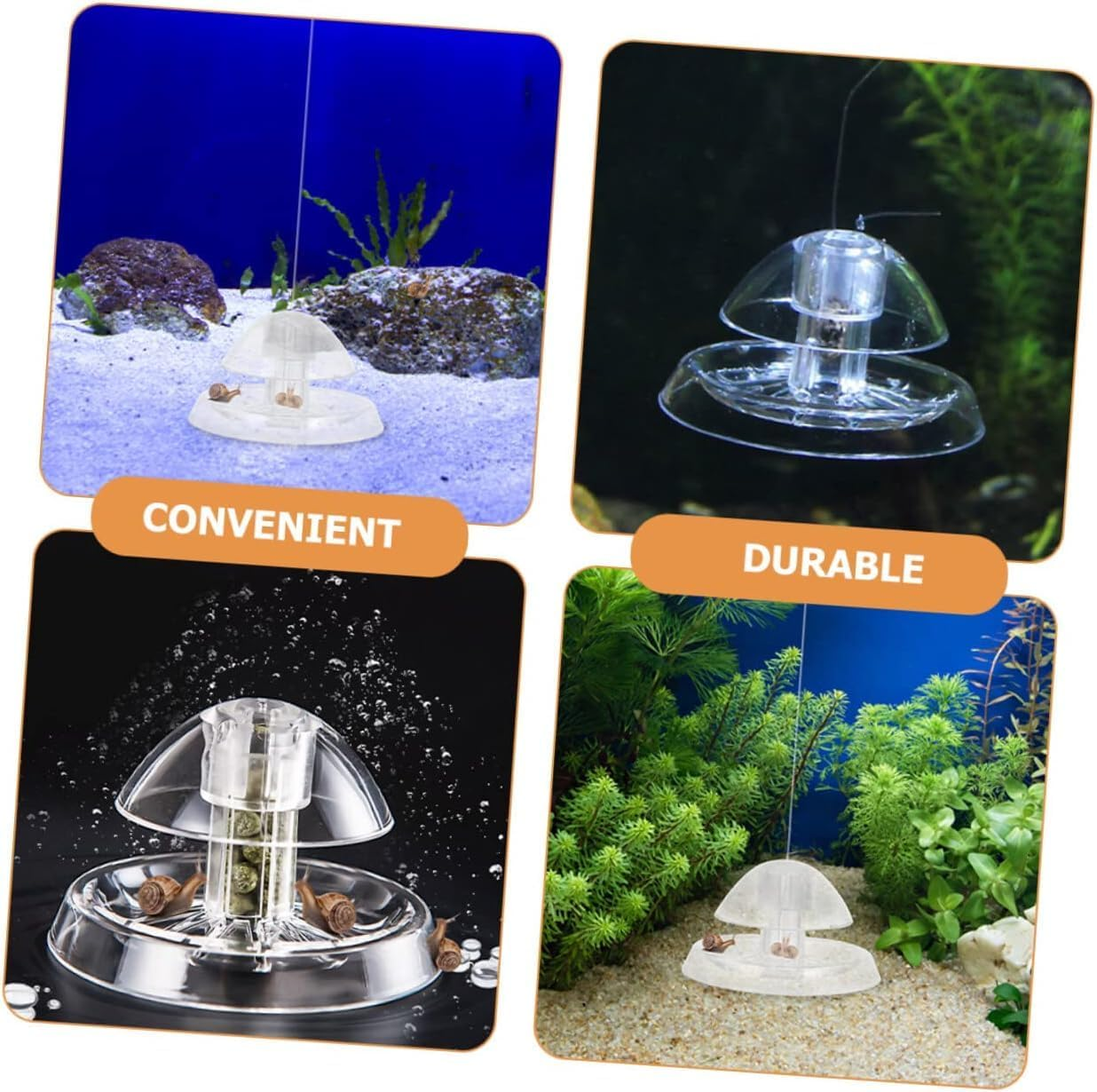 Liyquint 2Pcs Aquarium Snail Trap, Plastic Transparent Snail Catcher for Fish Tank,Trap for Tiny Snails, Use for Freshwater Aquariums (Transparent) image number 5