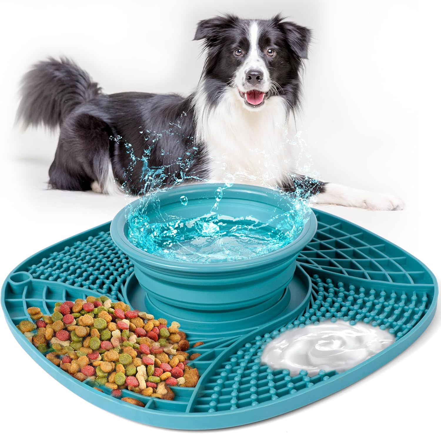 Aiqinu Dog Lick Mat with Water Bowl, Lick Mat Dog with Suction Cup for Relief of Dog Anxiety, Feeding Mat for Butter, Joghur, for Dog Bathing, Training, Grooming & Claw Care image number 2